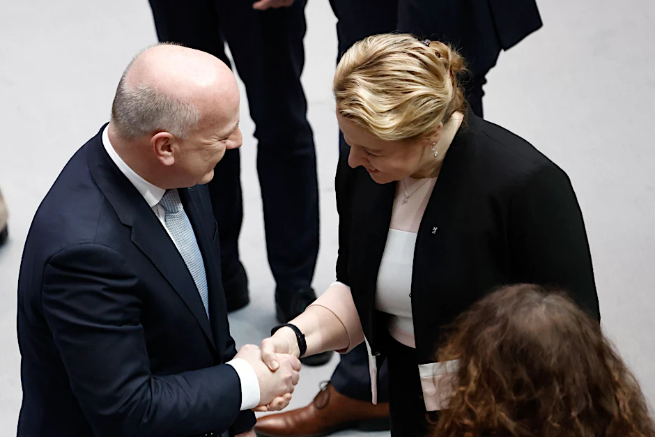 Kai Wegner, CDU-Landesvorsitzender von Berlin, und Franziska Giffey (SPD), bald Wirtschaftssenatorin in Berlin