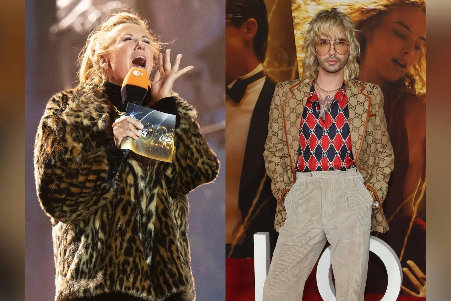 Andrea Kiewel moderiert den Fernsehgarten, Bill Kaulitz ist Sänger von Tokio Hotel.