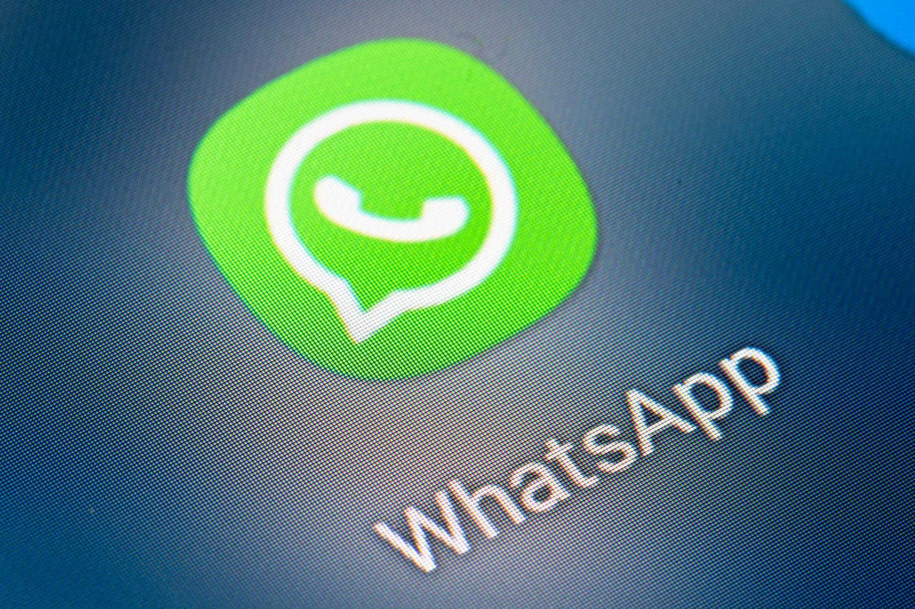 Das Symbol von WhatsApp leuchtet auf dem Bildschirm eines Smartphones.