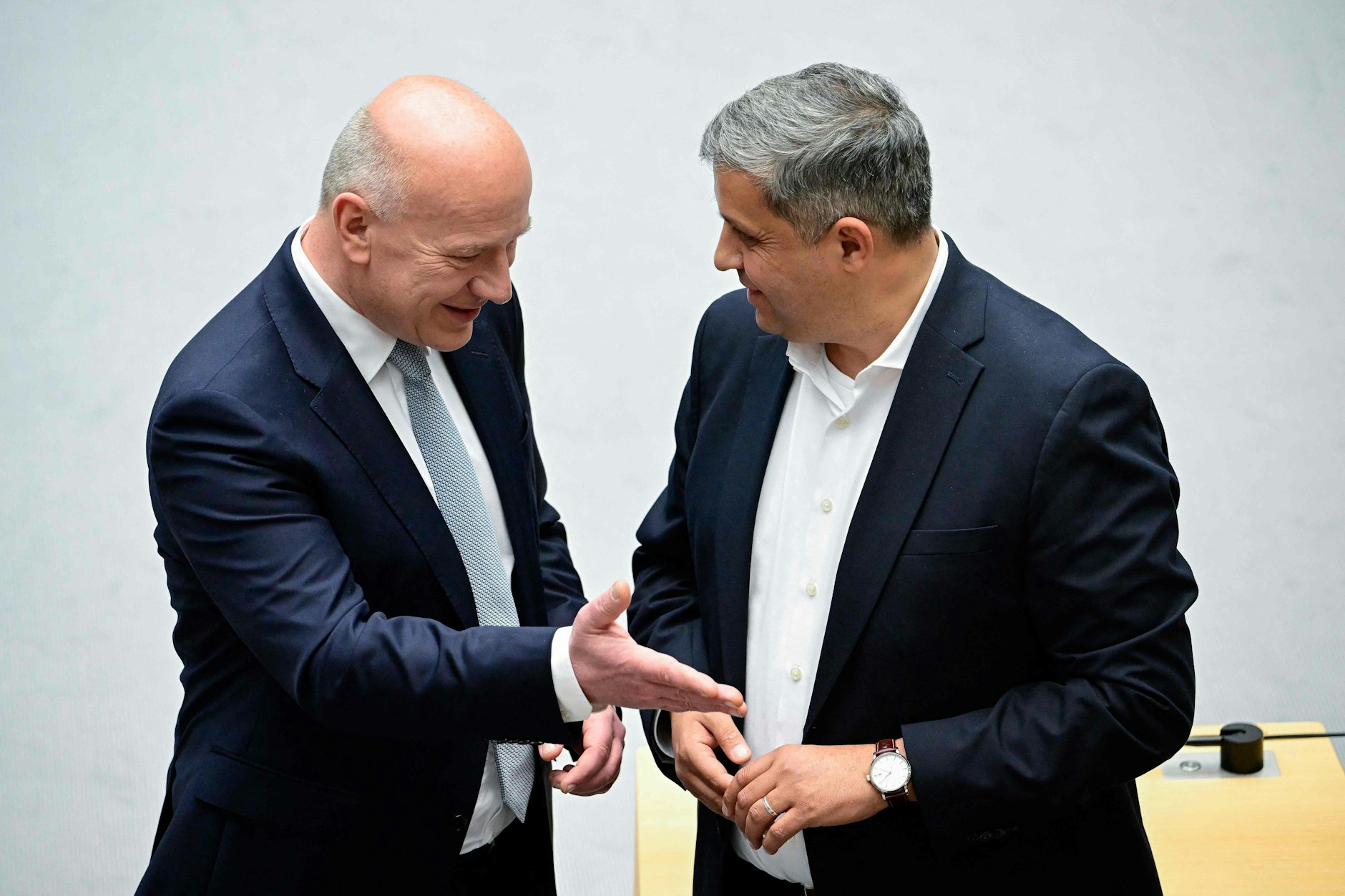 Kai Wegner und SPD-Mann Raed Saleh hatten jede Menge zu besprechen.