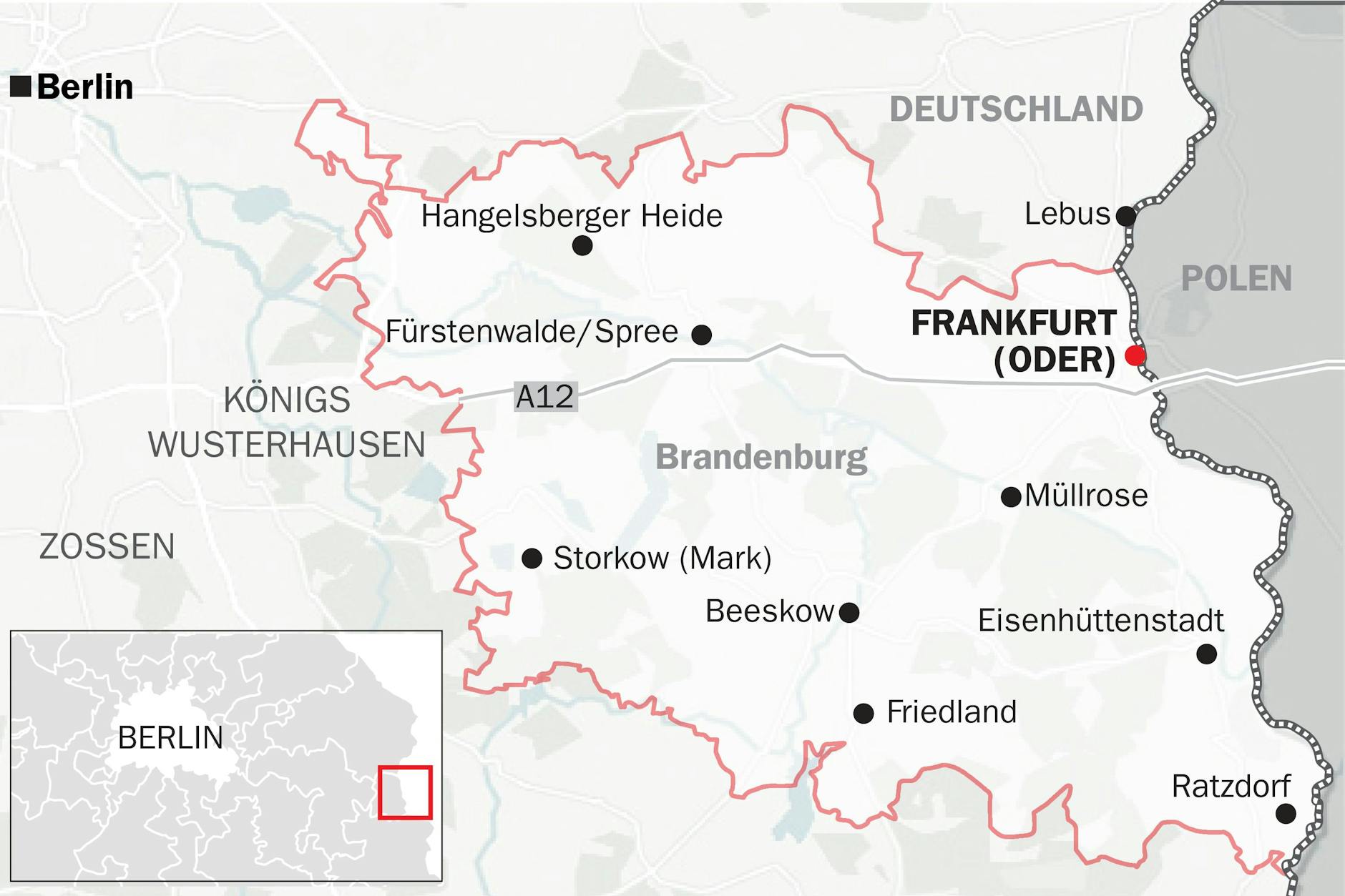 Der Bereich der Bundespolizeiinspektion Frankfurt (Oder).