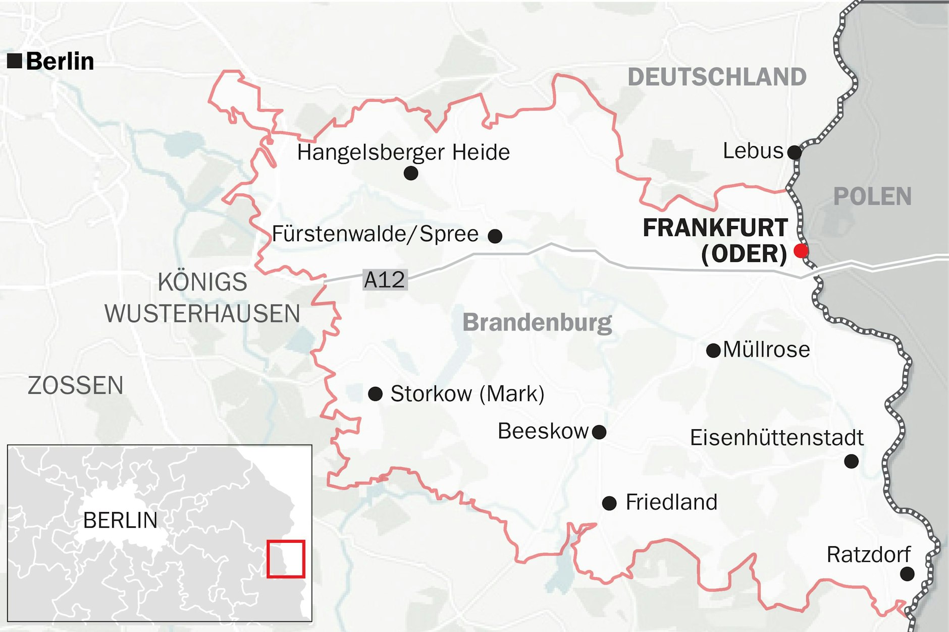 Der Bereich der Bundespolizeiinspektion Frankfurt (Oder).