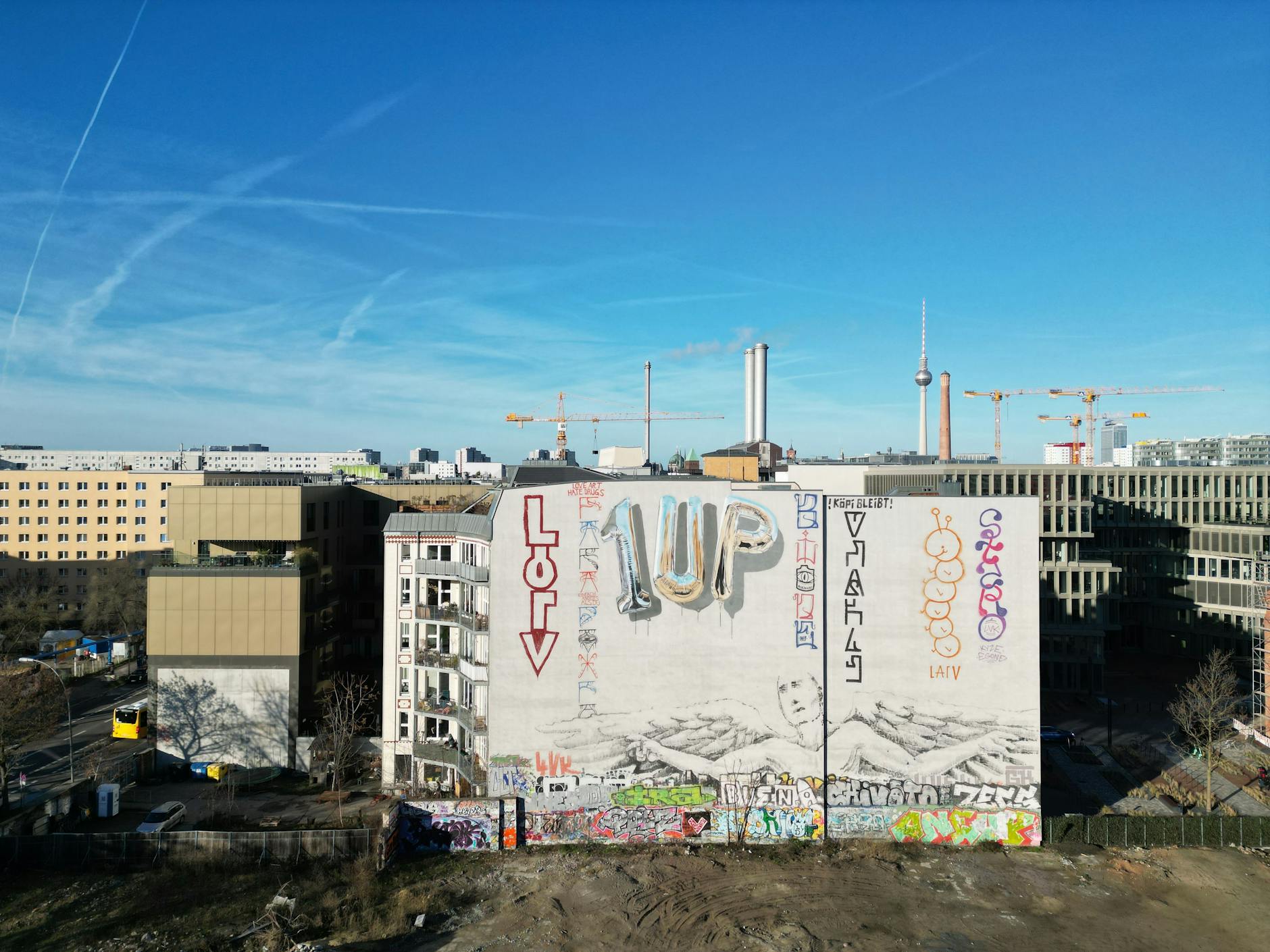 East Side Gallery with colorful murals