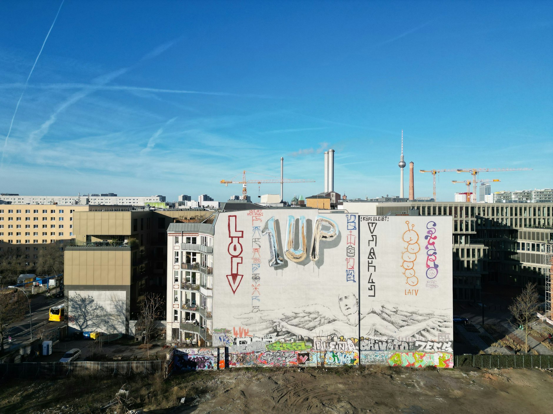 East Side Gallery with colorful murals