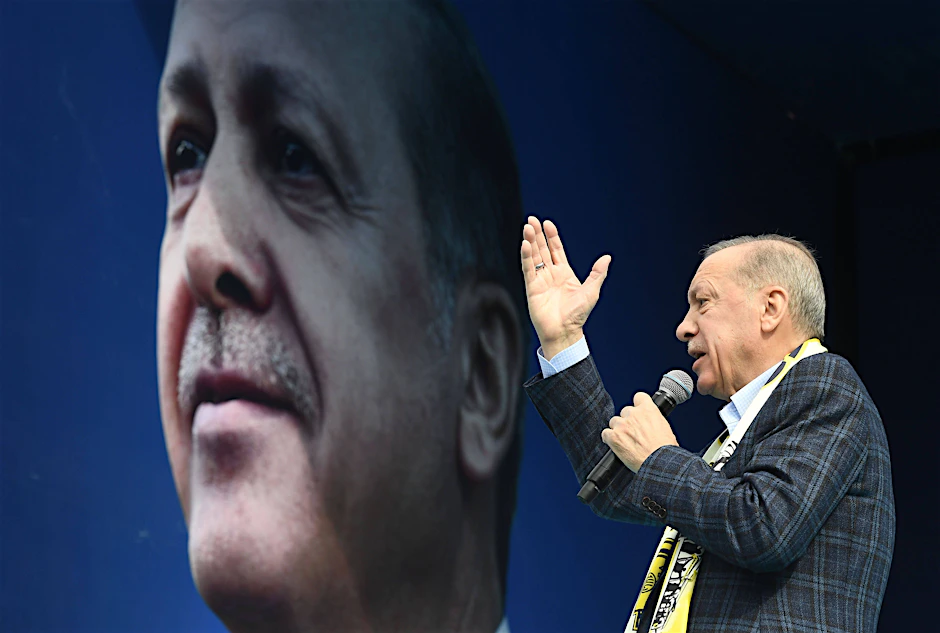 Präsident Recep Tayyip Erdogan spricht bei einer Wahlkampfveranstaltung in Ankara am 30. April.