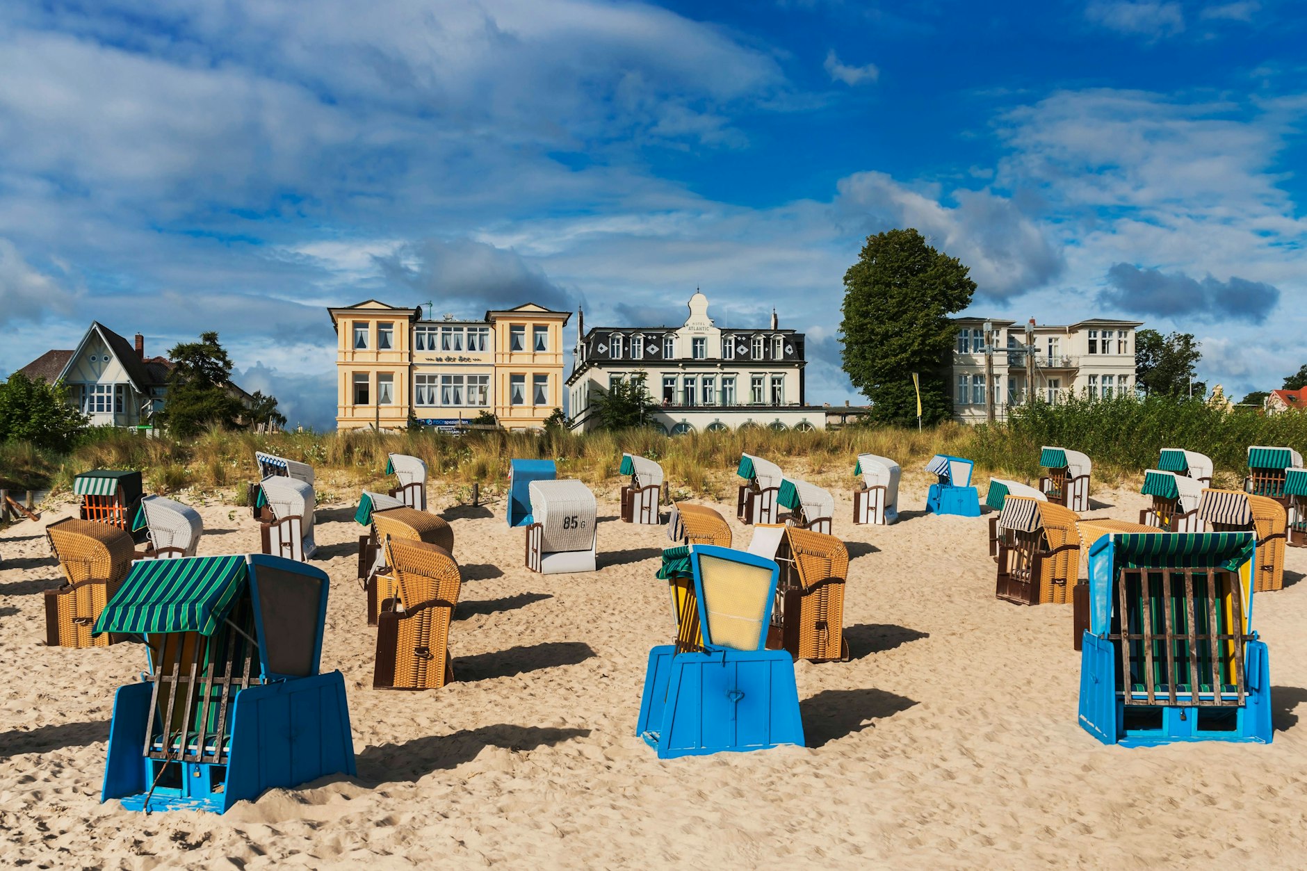 Häuser am Strand auf Usedom.