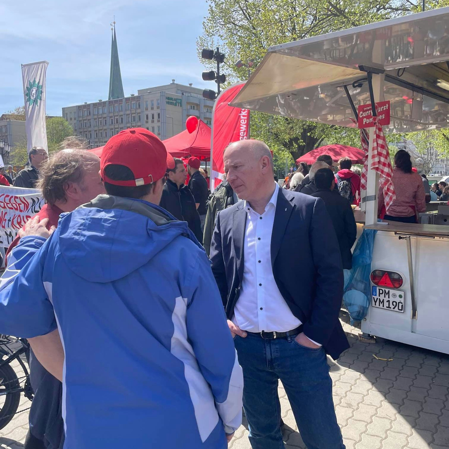 Kai Wegner bei der Gewerkschaftsdemo.&nbsp;