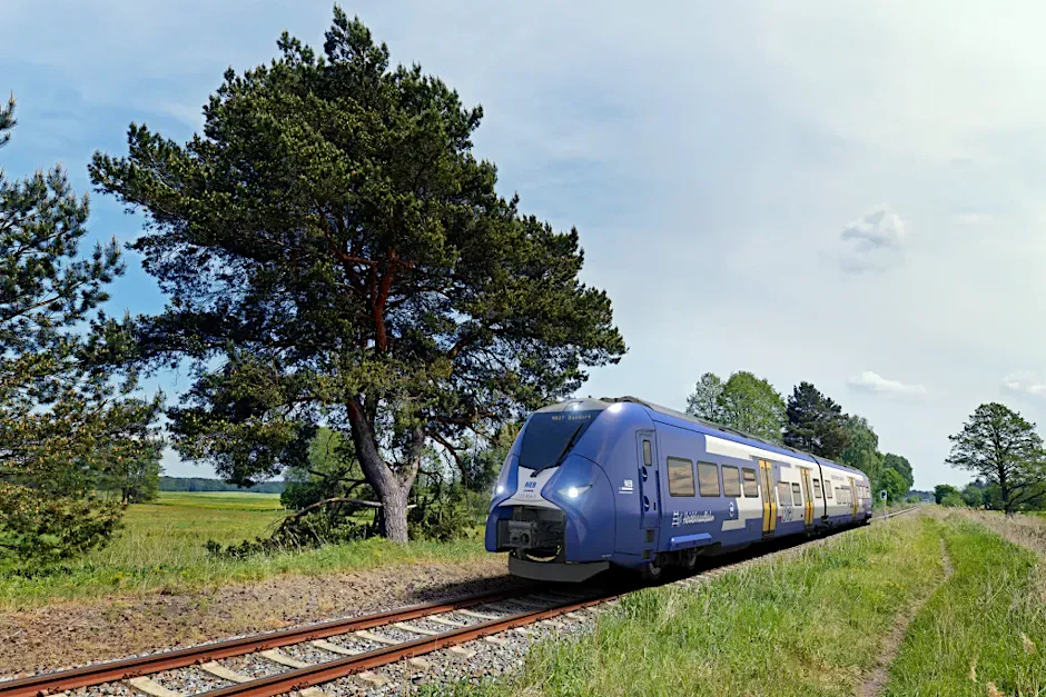 Unterwegs in Berlin und Brandenburg: So sollen die neuen Siemens-Triebwagen für die Niederbarnimer Eisenbahn aussehen. 38 zweiteilige Fahrzeuge wurden bestellt.