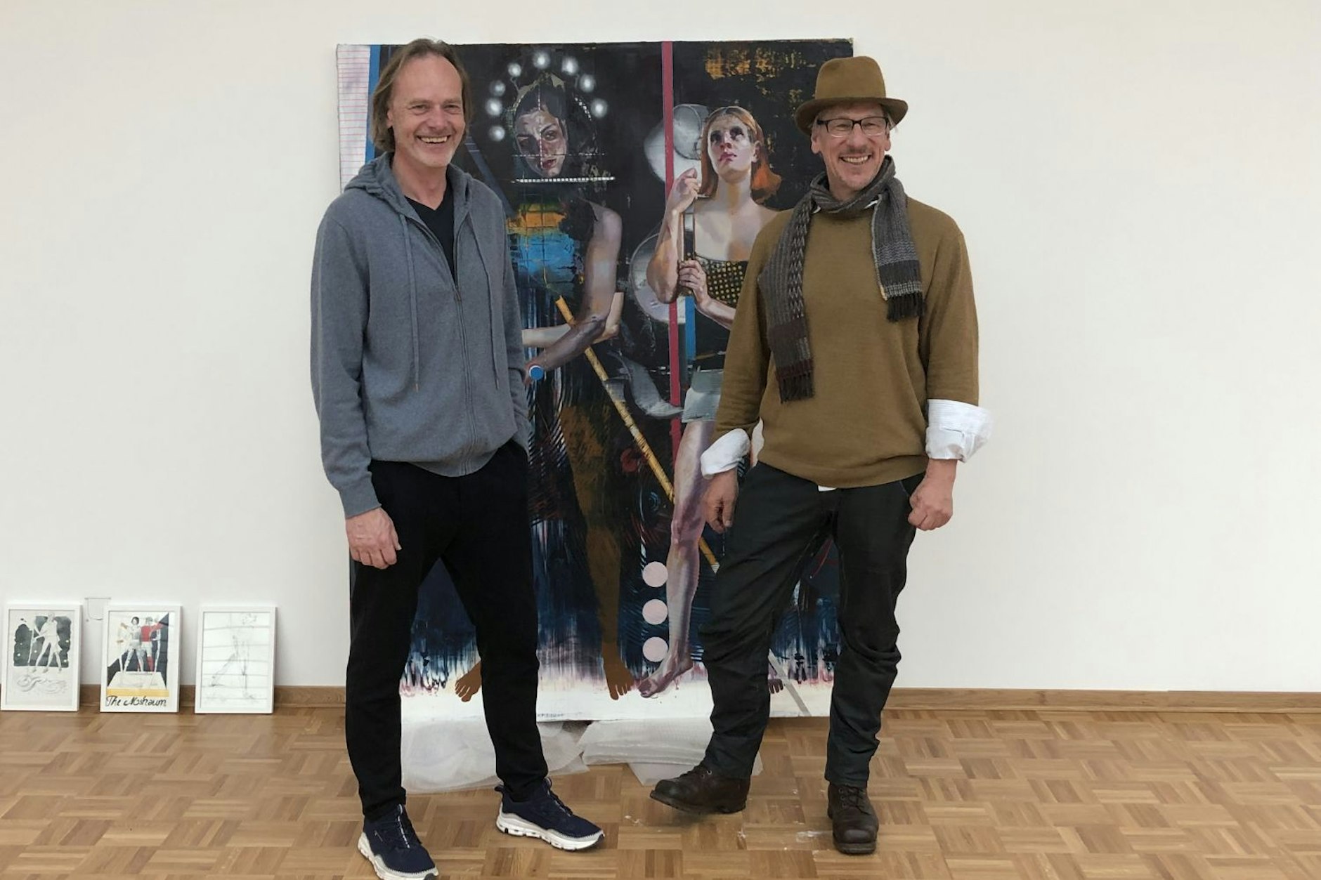 Schenkung: der Maler der Neuen Leipziger Schule Rayk Goetze, links neben ihm Dr. Jörg-Uwe Neumann, der davon erfreute Leiter der Kunsthalle Rostock