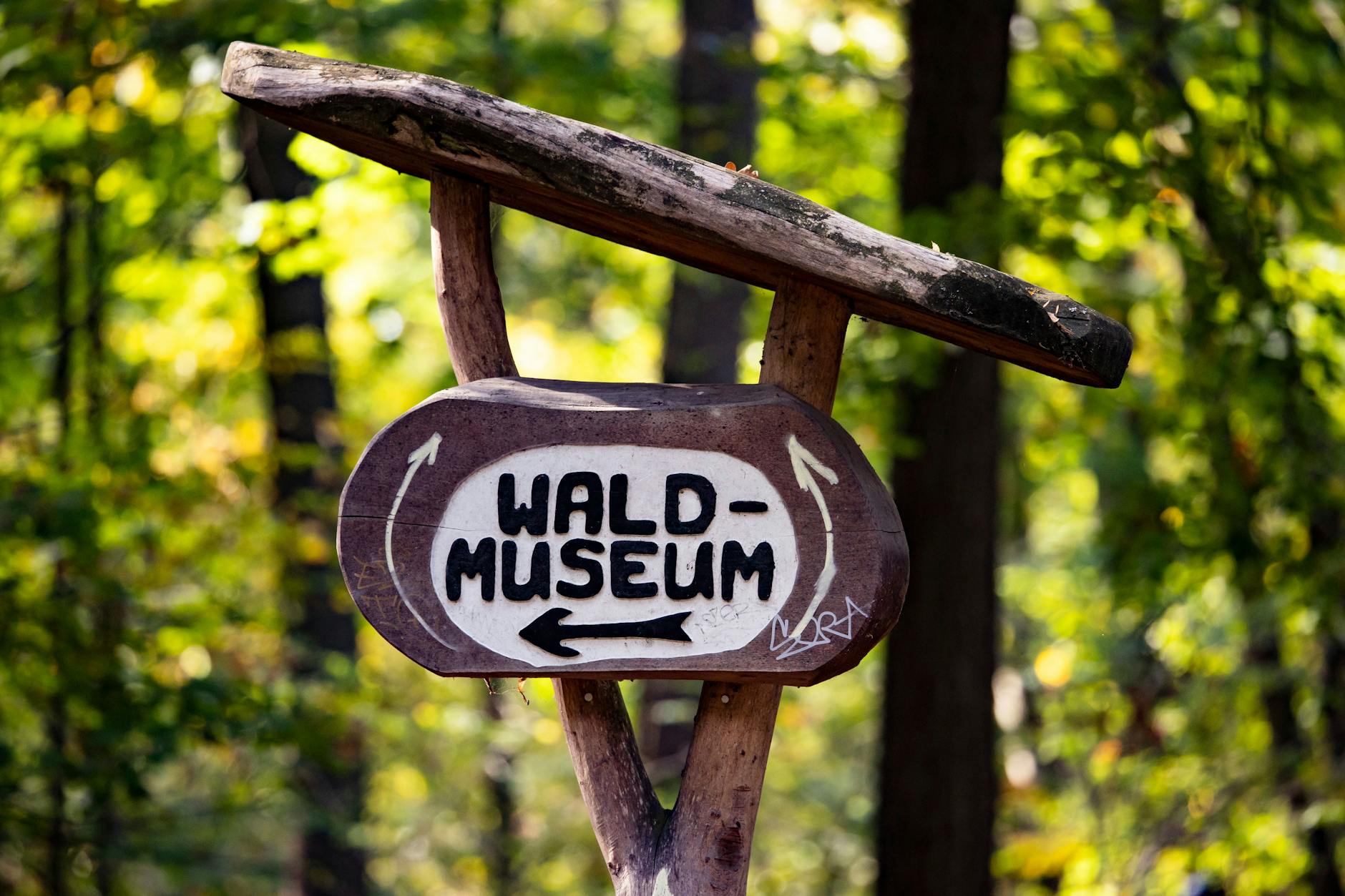 Idylle im Grünen: Ein Schild weist den richtigen Weg in den Grunewald.