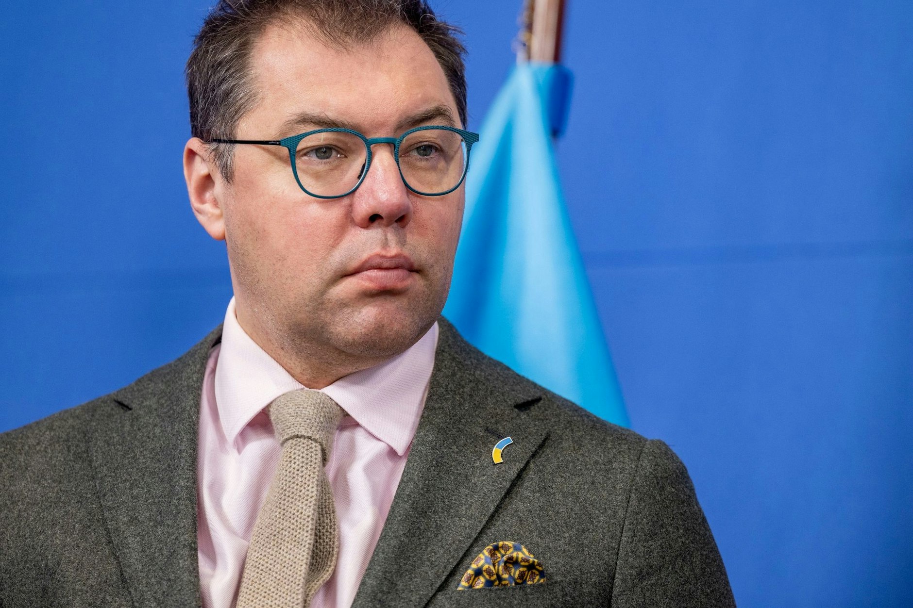 Oleksii Makeiev, Botschafter der Ukraine, nimmt an einer Pressekonferenz teil.