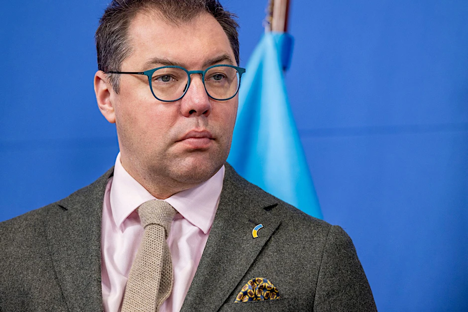 Oleksii Makeiev, Botschafter der Ukraine, nimmt an einer Pressekonferenz teil.