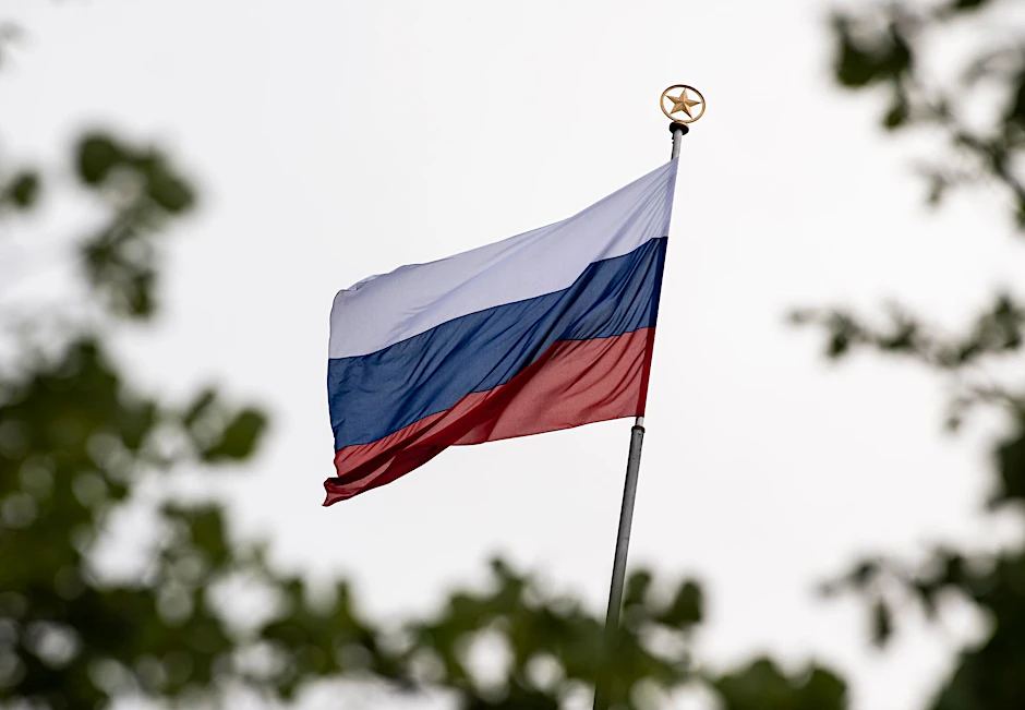Die russische Fahne.&nbsp;&nbsp;