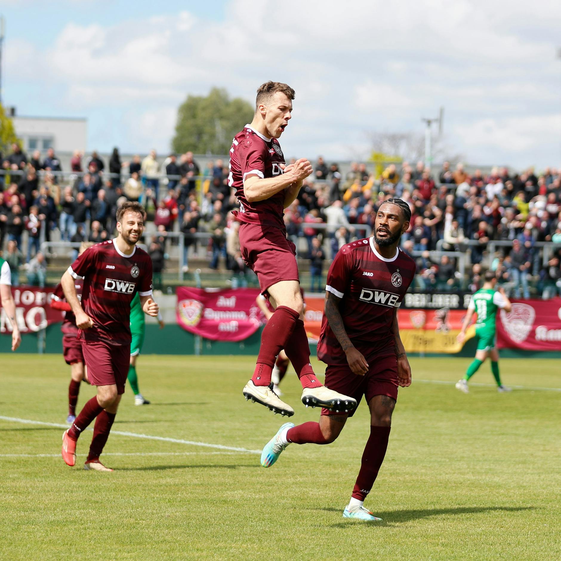 Chris Reher bejubelt schon seinen dritten Saisontreffer für den BFC Dynamo.