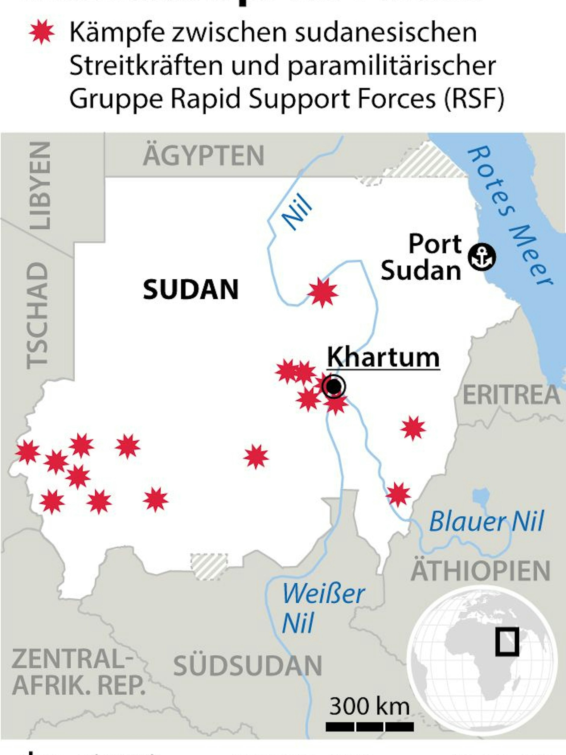 Die Kämpfe im Sudan konzentrierten sich um die Hauptstadt Khartum und im Westen des Landes.