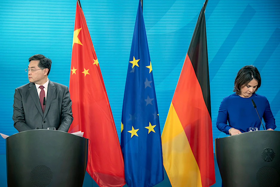 Unterschiedlicher Blick auf Russland: die Außenminister Qin Gang und Annalena Baerbock.&nbsp;