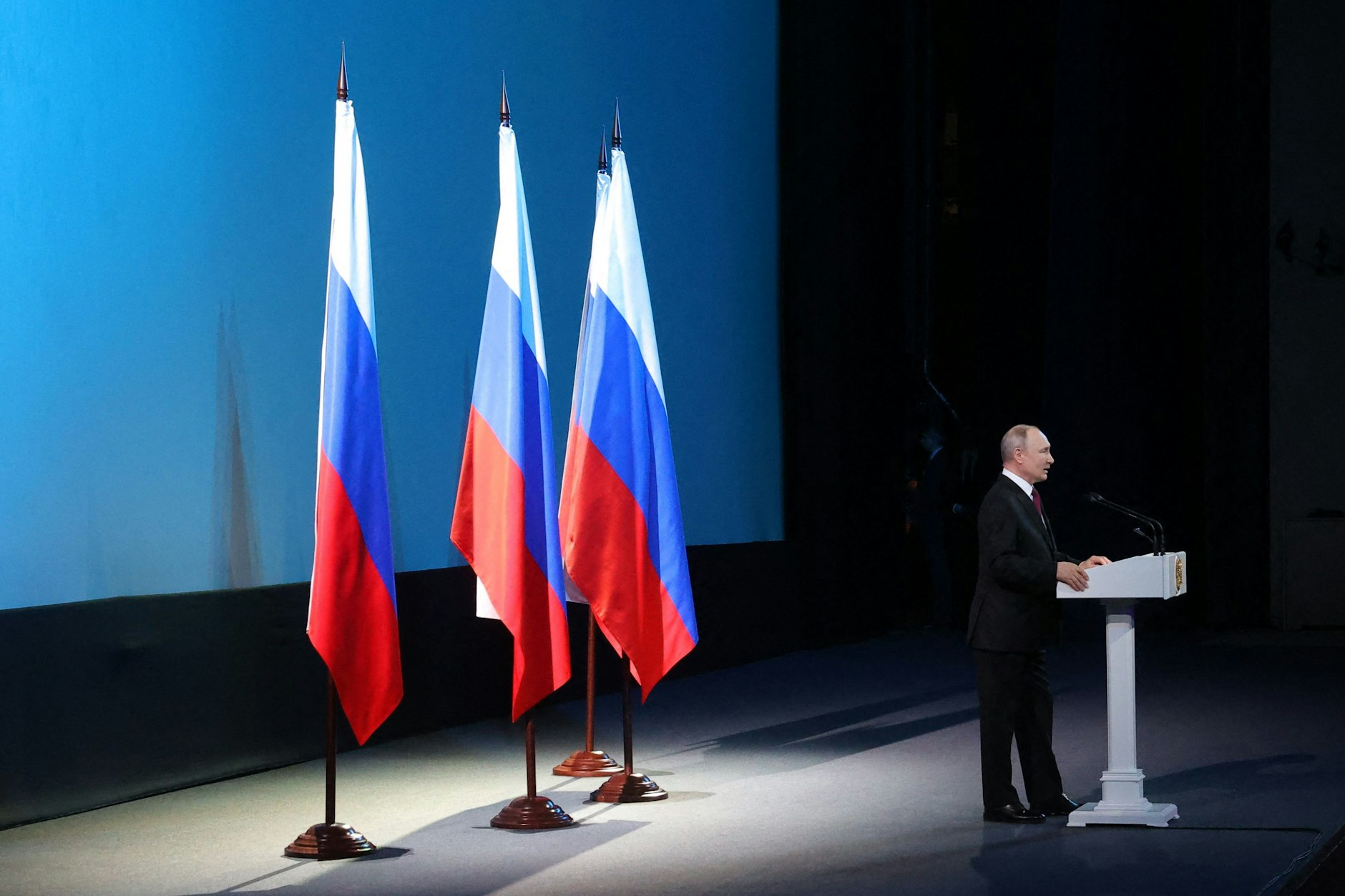 Wladimir Putin während einer Rede in Moskau