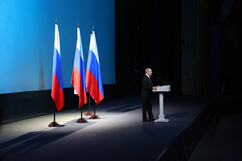 Wladimir Putin während einer Rede in Moskau