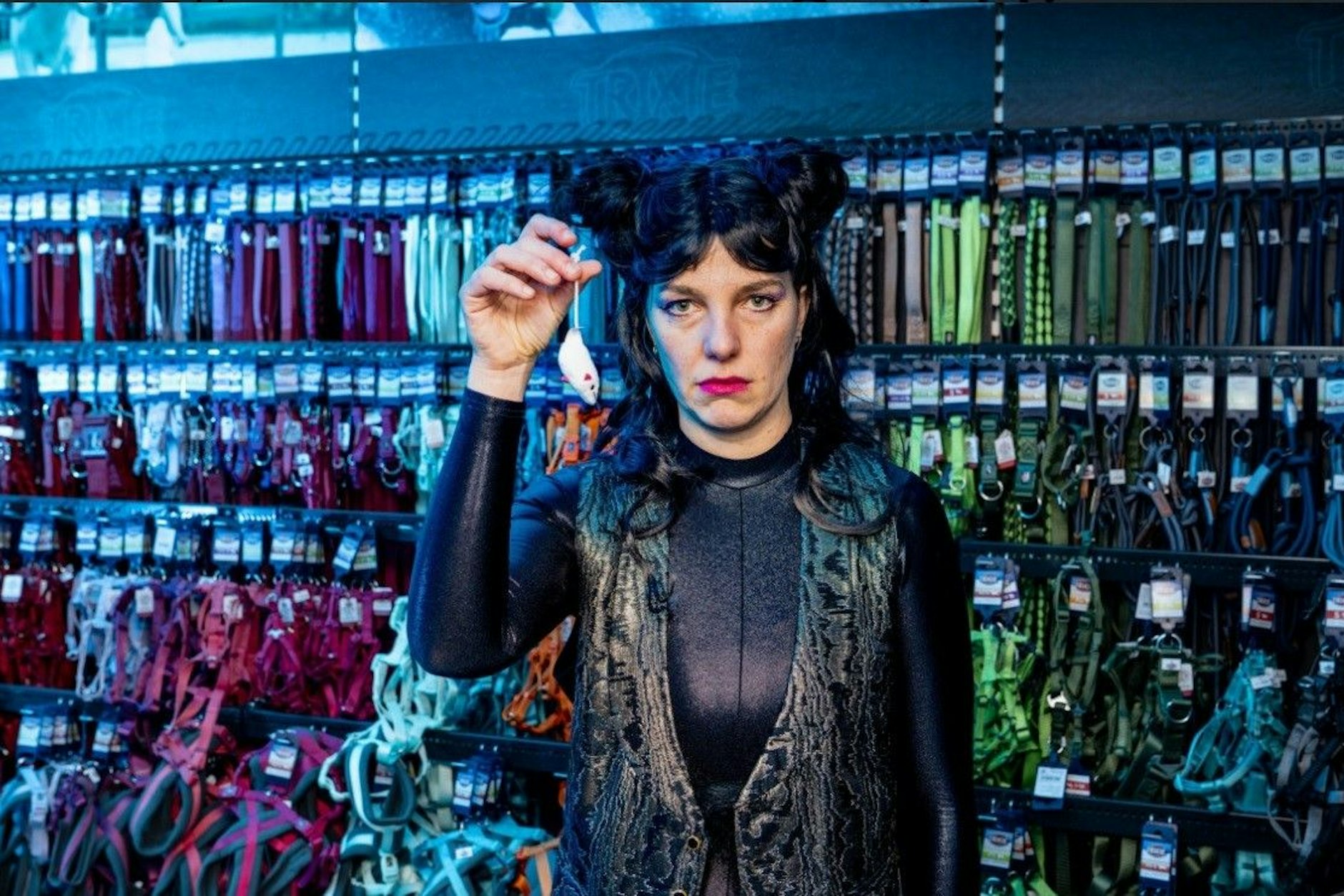 Szene im Zoobedarfsladen. Das Helmi entwickelt eine Ur-Oper, diesmal geht es um Katzenmusik.