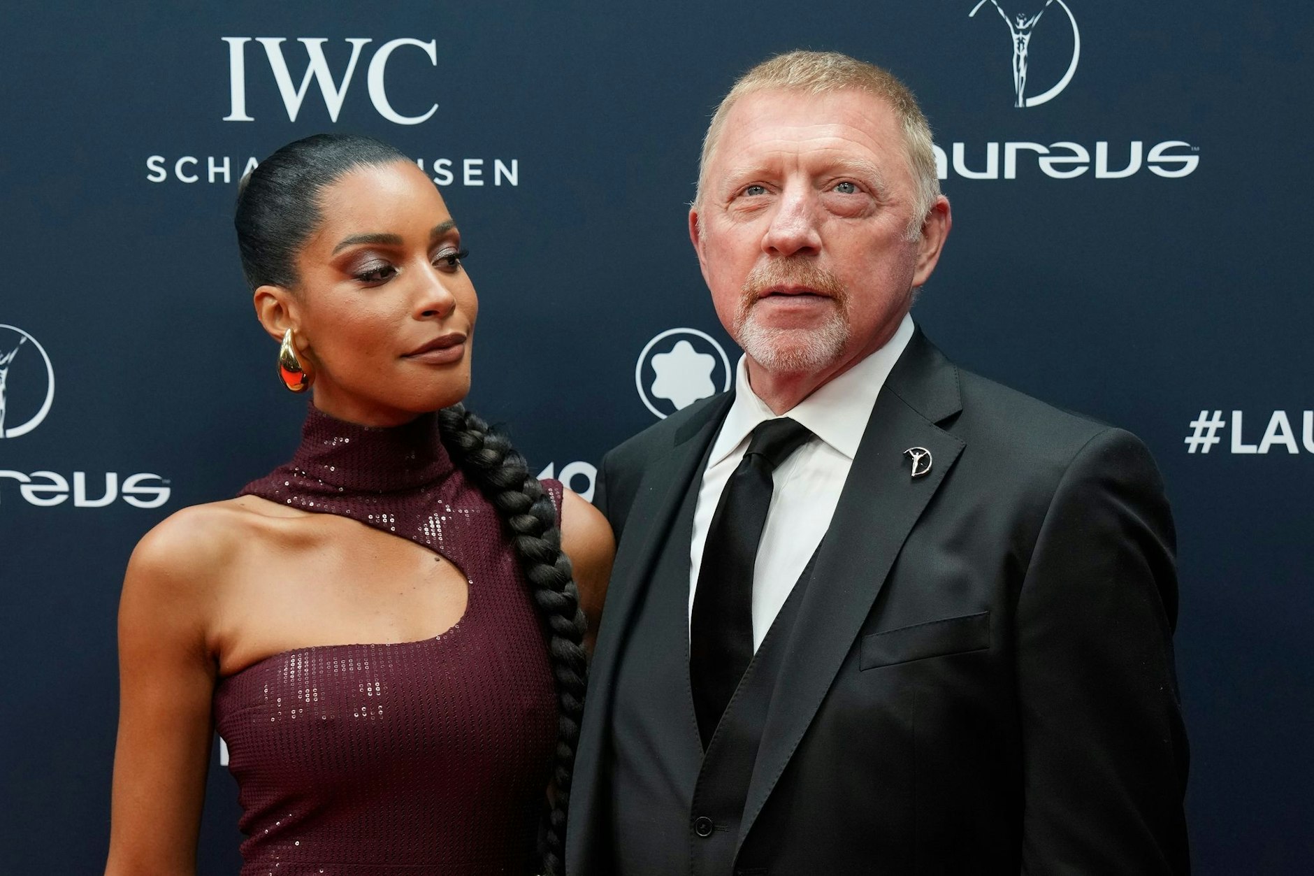 Boris Becker und seine Partnerin Lilian de Carvalho Monteiro am 8. Mai 2023 bei der Verleihung der Laureus Sports Awards.&nbsp;
