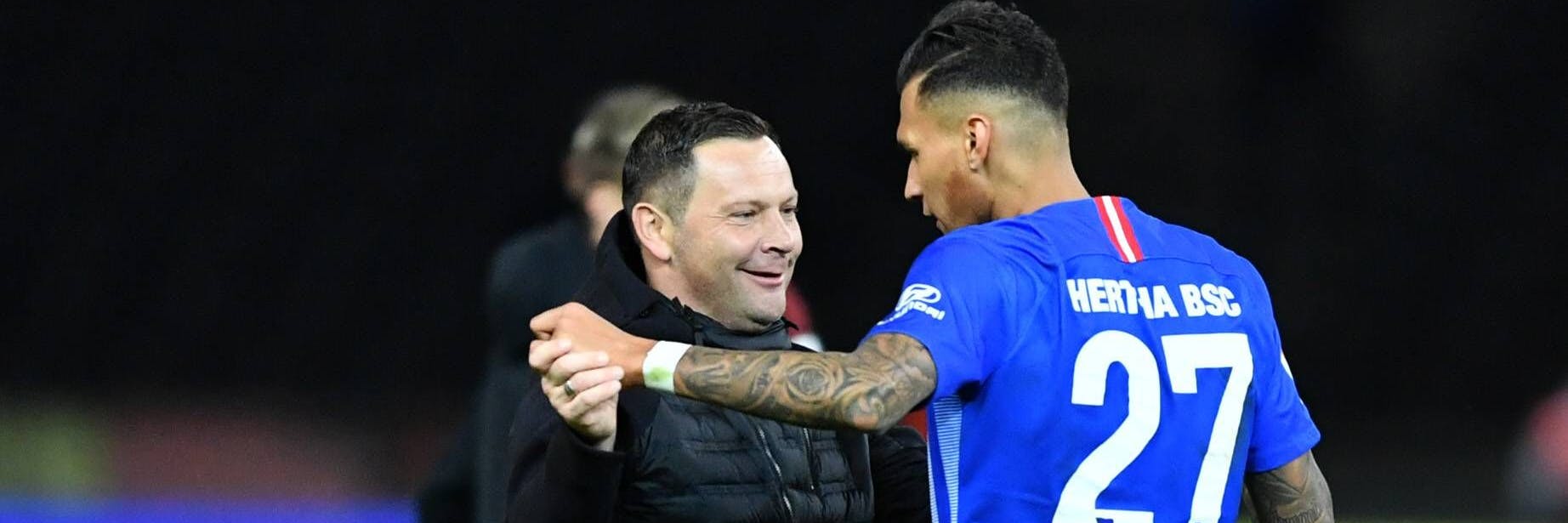 Pal Dardai, Trainer von Hertha BSC, und Kölns heutiger Stürmer Davie Selke haben sich schon immer gut verstanden.