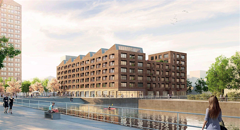 Am Wasser geplant: das neue Stadtquartier auf der Insel Gartenfeld in Spandau