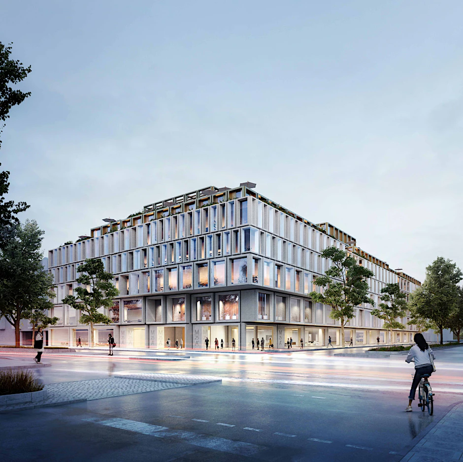 Siegerentwurf: So wollen Architekten von Baumschlager Eberle das Karstadt-Kaufhaus in der Müllerstraße umbauen.
