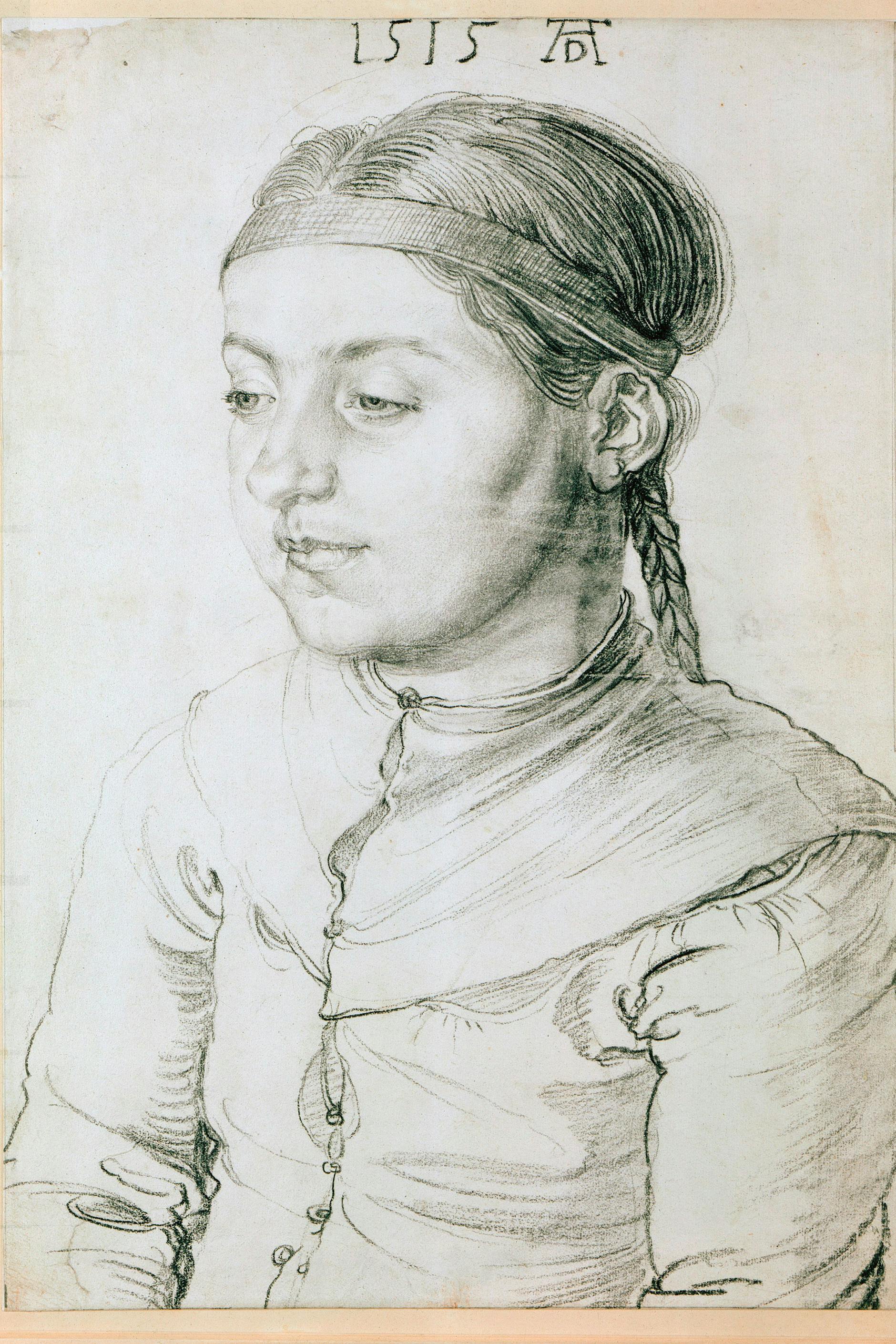 Albrecht Dürer: „Brustbild eines jungen Mädchens“, 1515, Kohle
