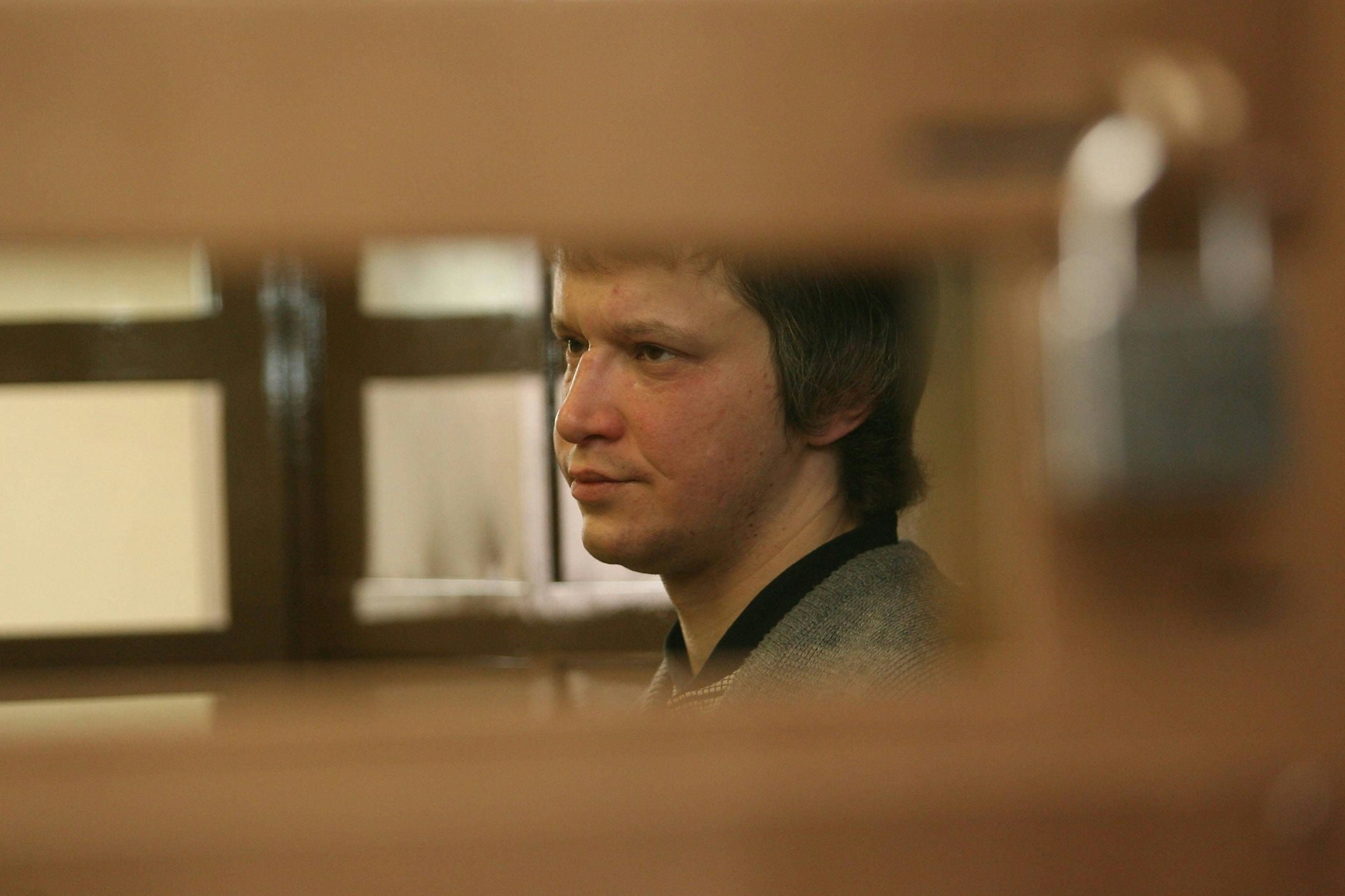 Der Schachbrettmörder Alexander Pitschuschkin beim Prozess um die Mordserie 2007 in Moskau