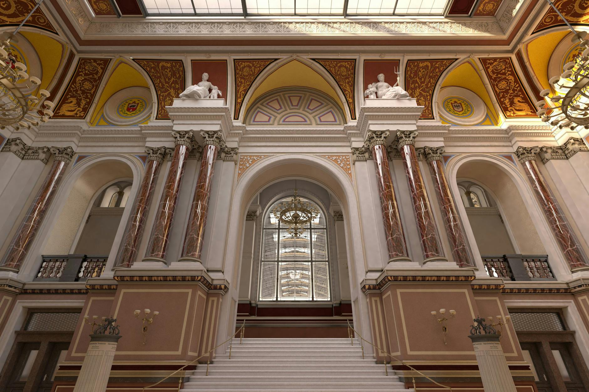 Das Vestibül des Anhalter Bahnhofs. Heute sehen Bahnhofsgebäude meist anders aus.