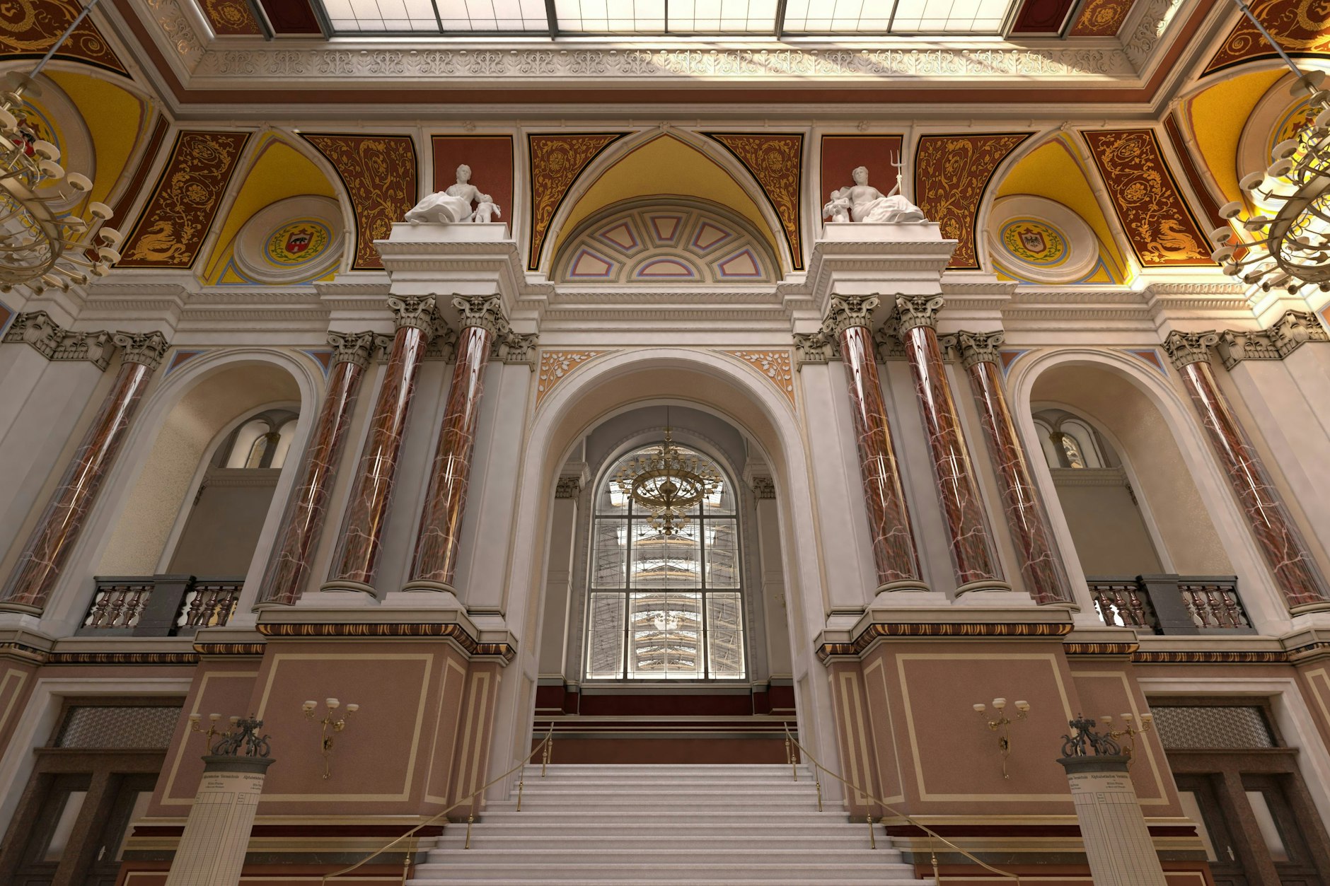 Das Vestibül des Anhalter Bahnhofs. Heute sehen Bahnhofsgebäude meist anders aus.