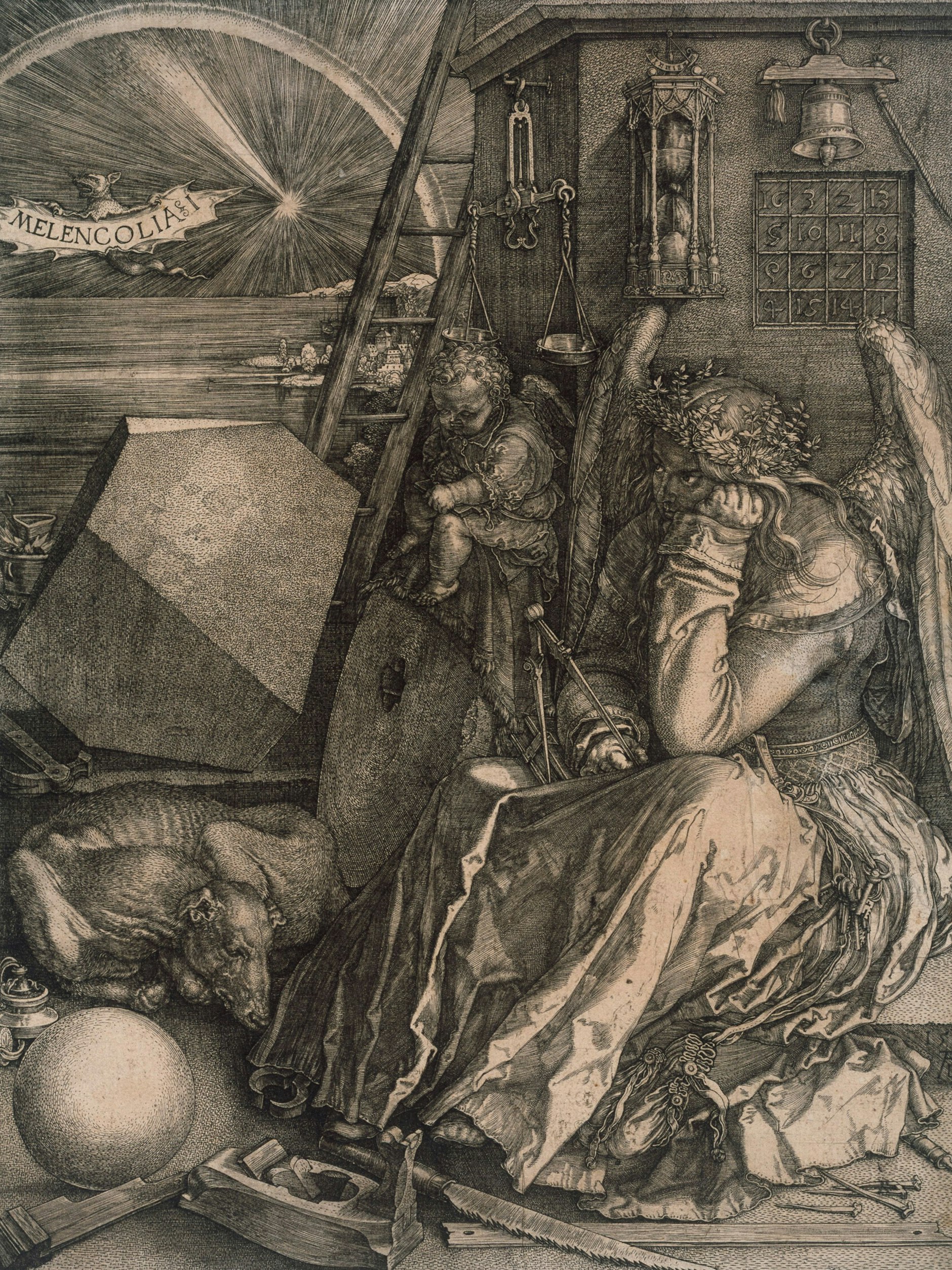 <b>Eine der Dürer-Varianten der</b> „Melancholia“ I, 1514, Kupferstich
