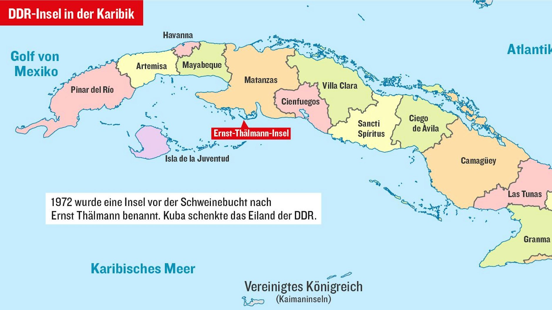 Die Lage der DDR-Insel vor Kuba