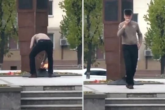 Ein Mann aus Russland hatte sich eine Zigarette an einem Kriegerdenkmal in der Stadt Serpuchow angezündet.