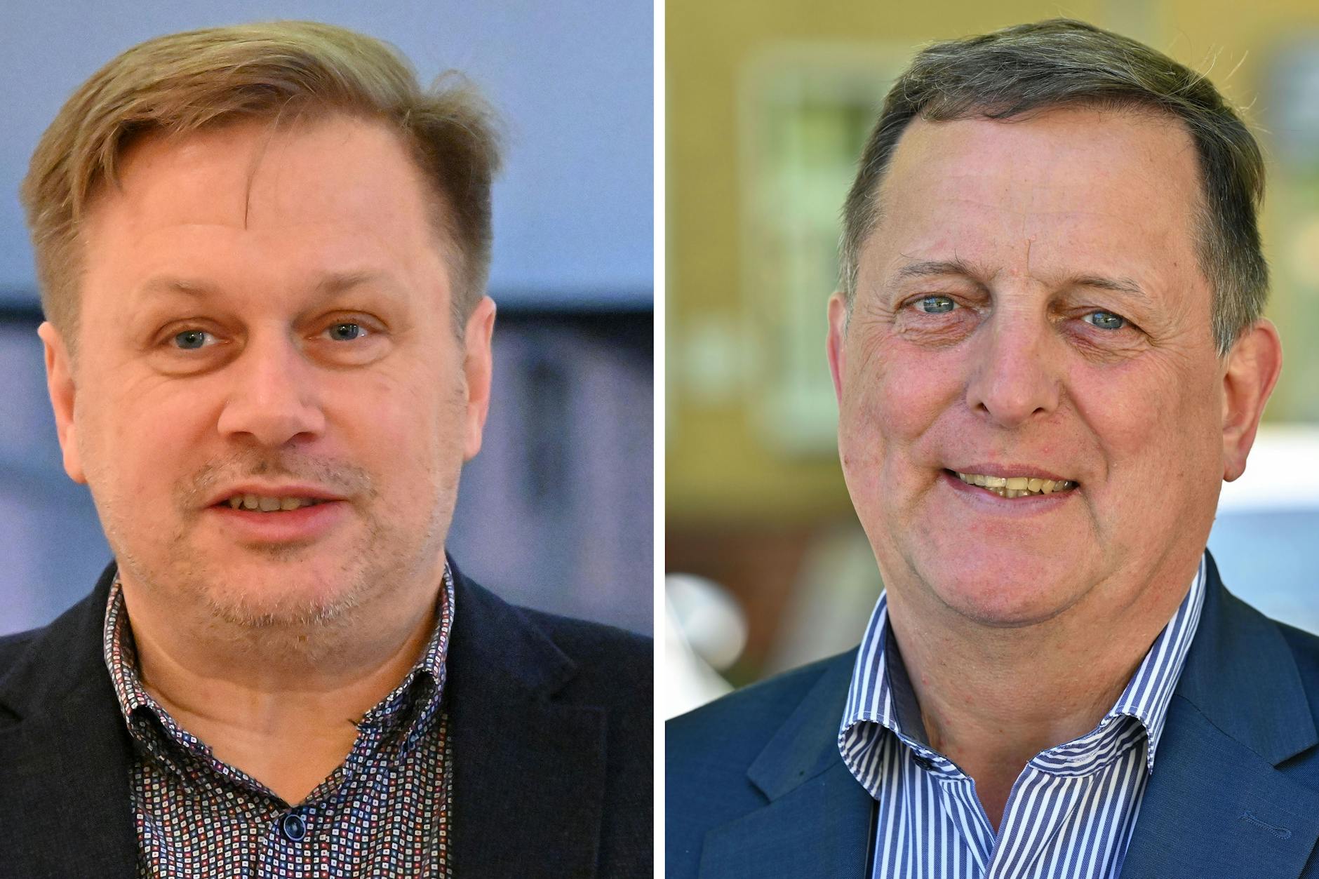 Frank Steffen (l, SPD) und Rainer Galla (AfD) gingen in die Stichwahl.