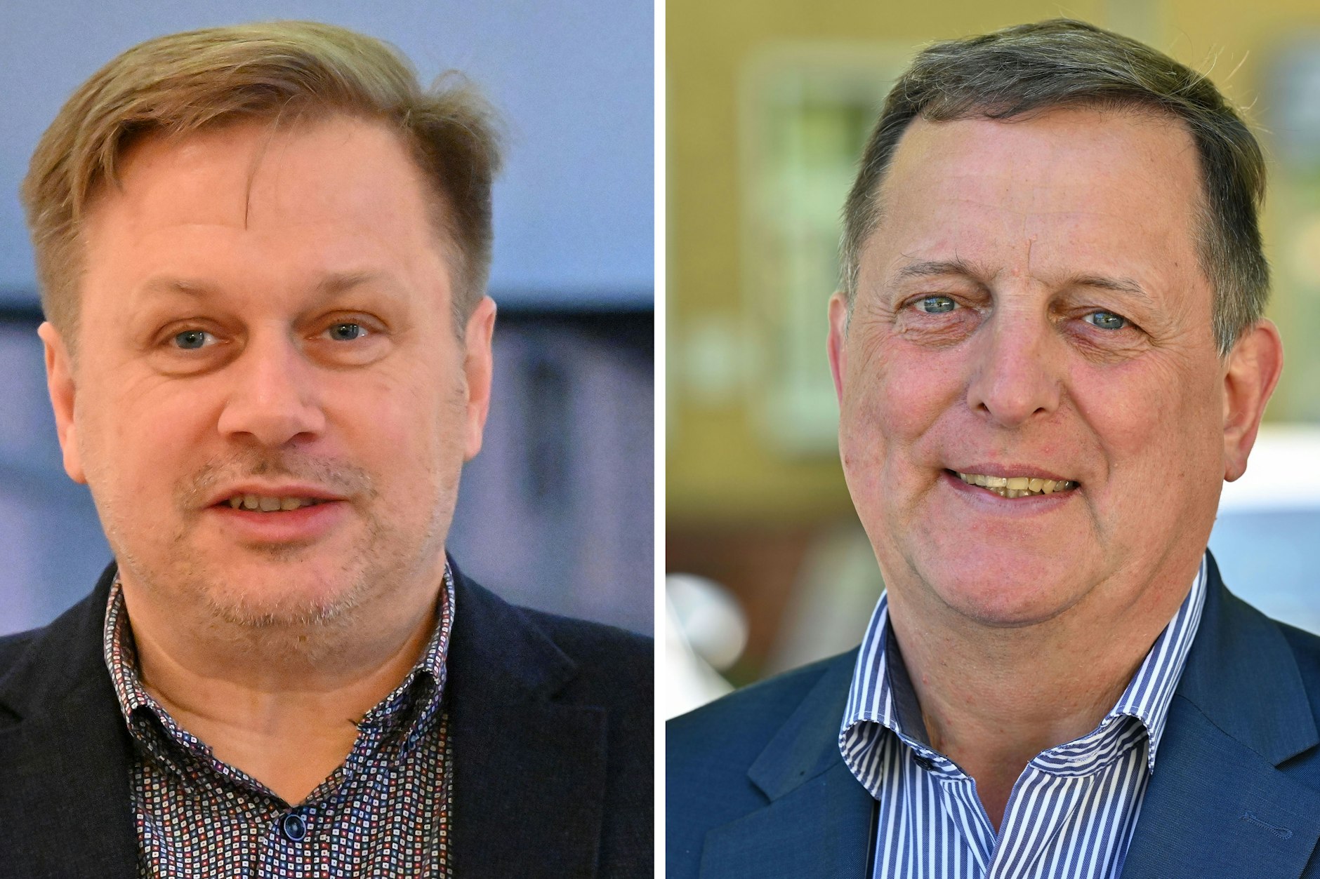 Frank Steffen (l, SPD) und Rainer Galla (AfD) gingen in die Stichwahl.