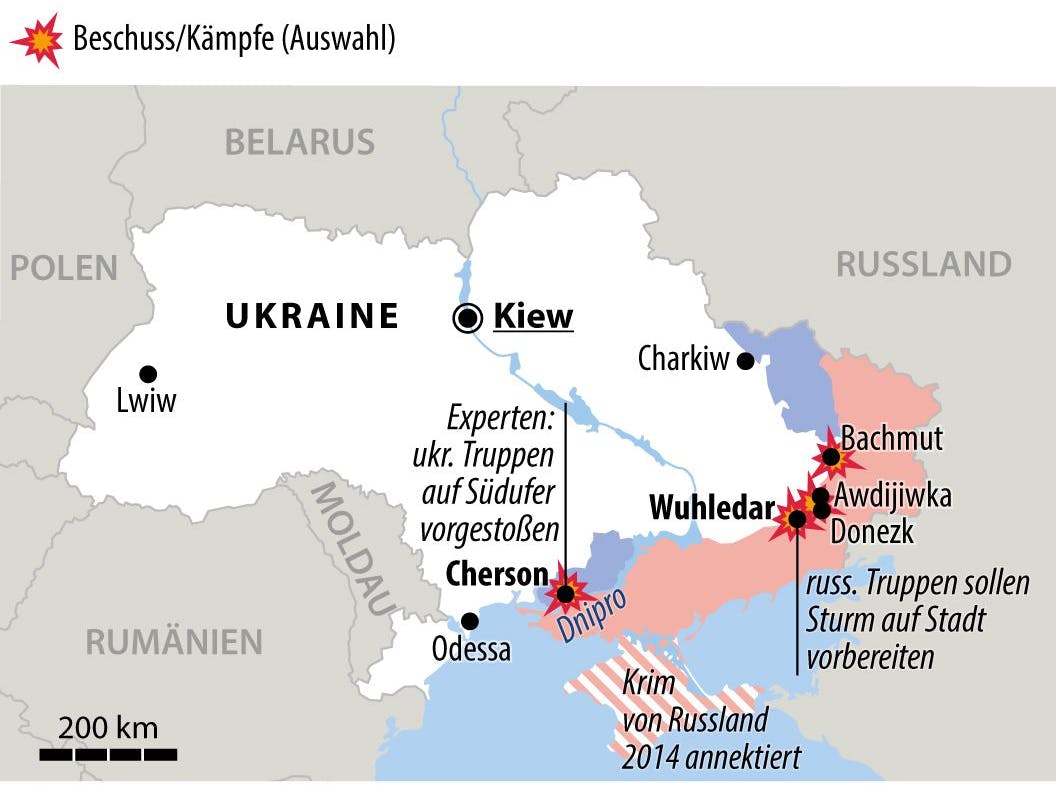 Russlands Angriff auf die Ukraine (Stand: 24.04.2023).