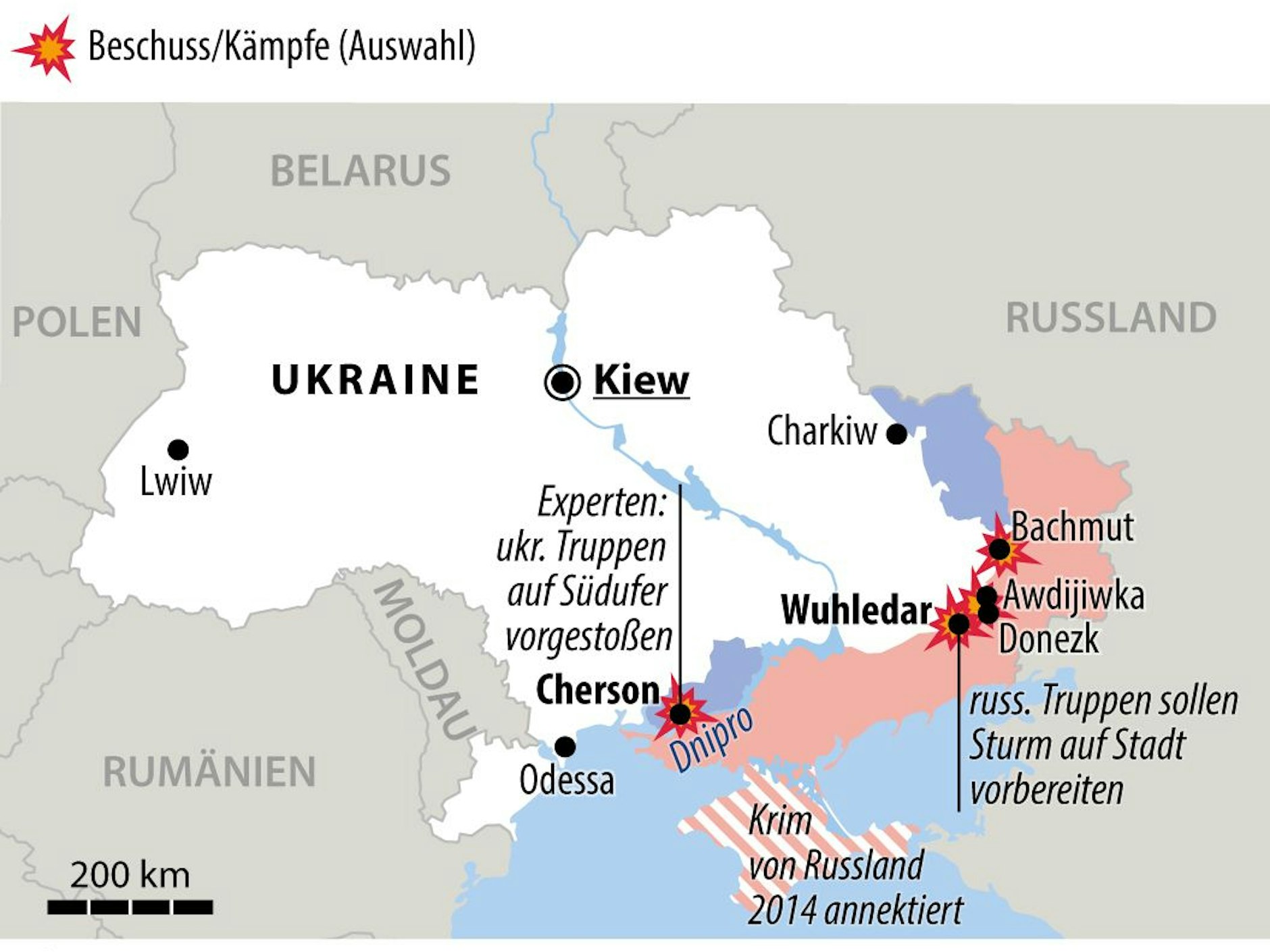 Russlands Angriff auf die Ukraine (Stand: 24.04.2023).