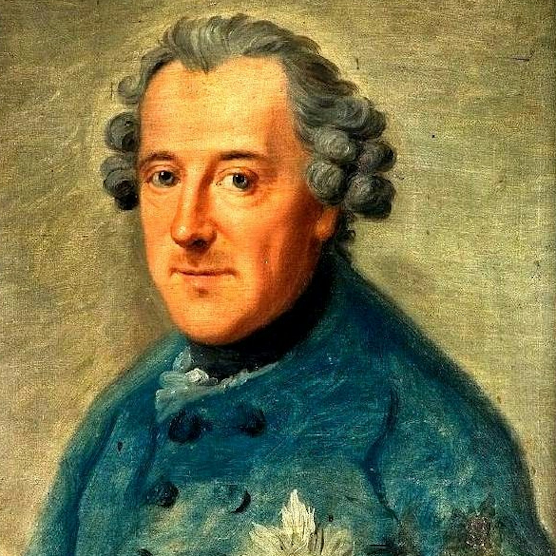 Zeitgenössisches Porträt Friedrichs II. von Preußen – das einzige Porträt zu dem Friedrich II. während seiner Regierungszeit, also ab 1740, Modell gesessen hat. Es zeigt einen heiteren Mann, einen Menschenfreund.