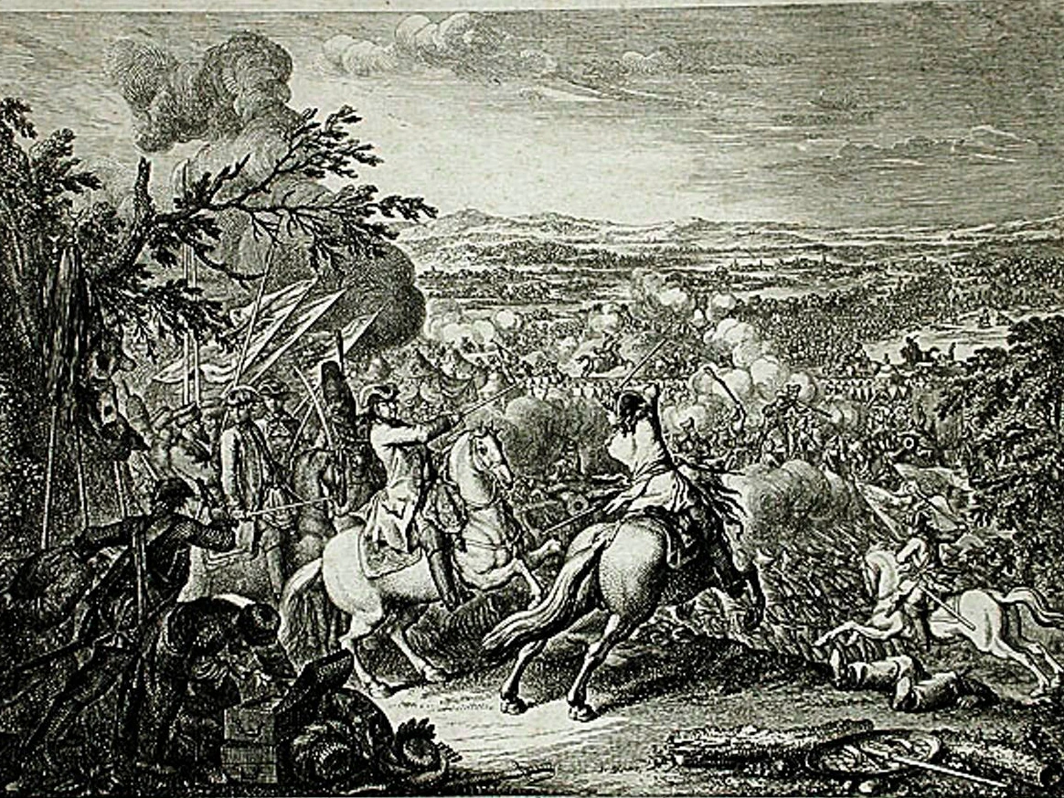 Rumjanzows Sieg über die Türken den 1. August 1770 am Kahul. Der populäre Berliner Grafiker Daniel Nikolaus Chodowiecki hielt das ferne Geschehen im Bild fest.