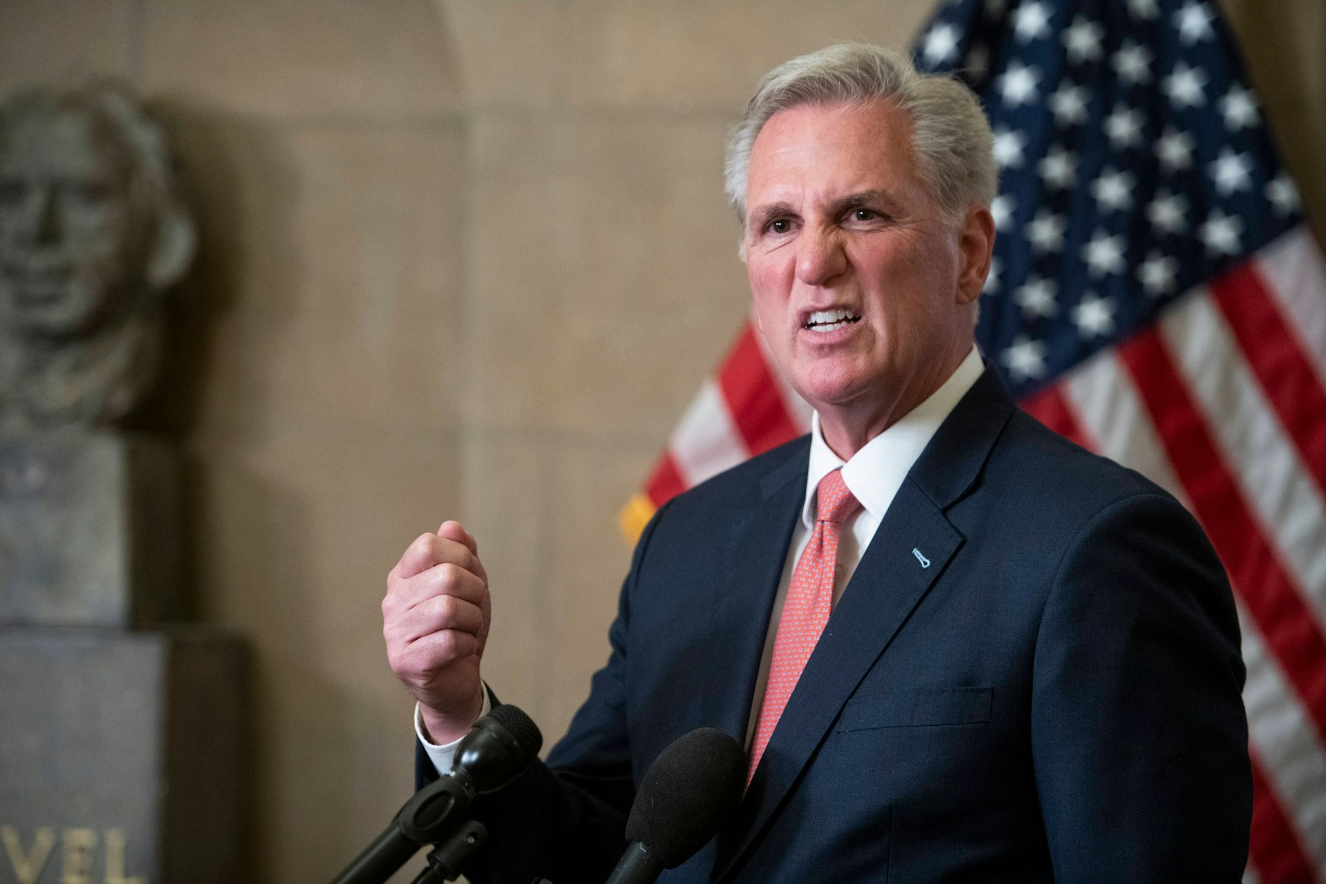 Der republikanische Sprecher des Repräsentantenhauses Kevin McCarthy nach einem Treffen mit Präsident Joe Biden am 16. Mai.