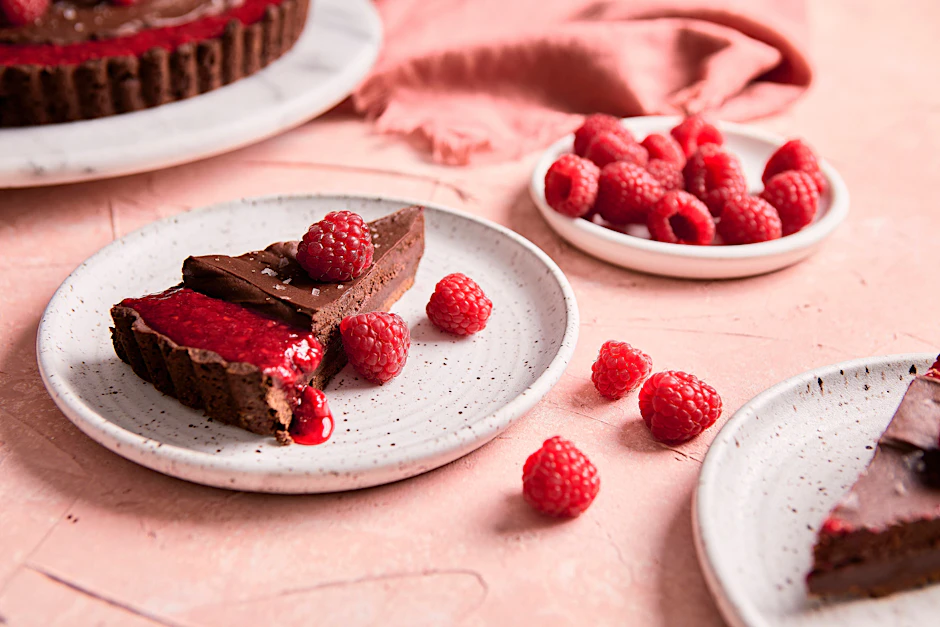 Schokoladentarte mit Himbeeren
