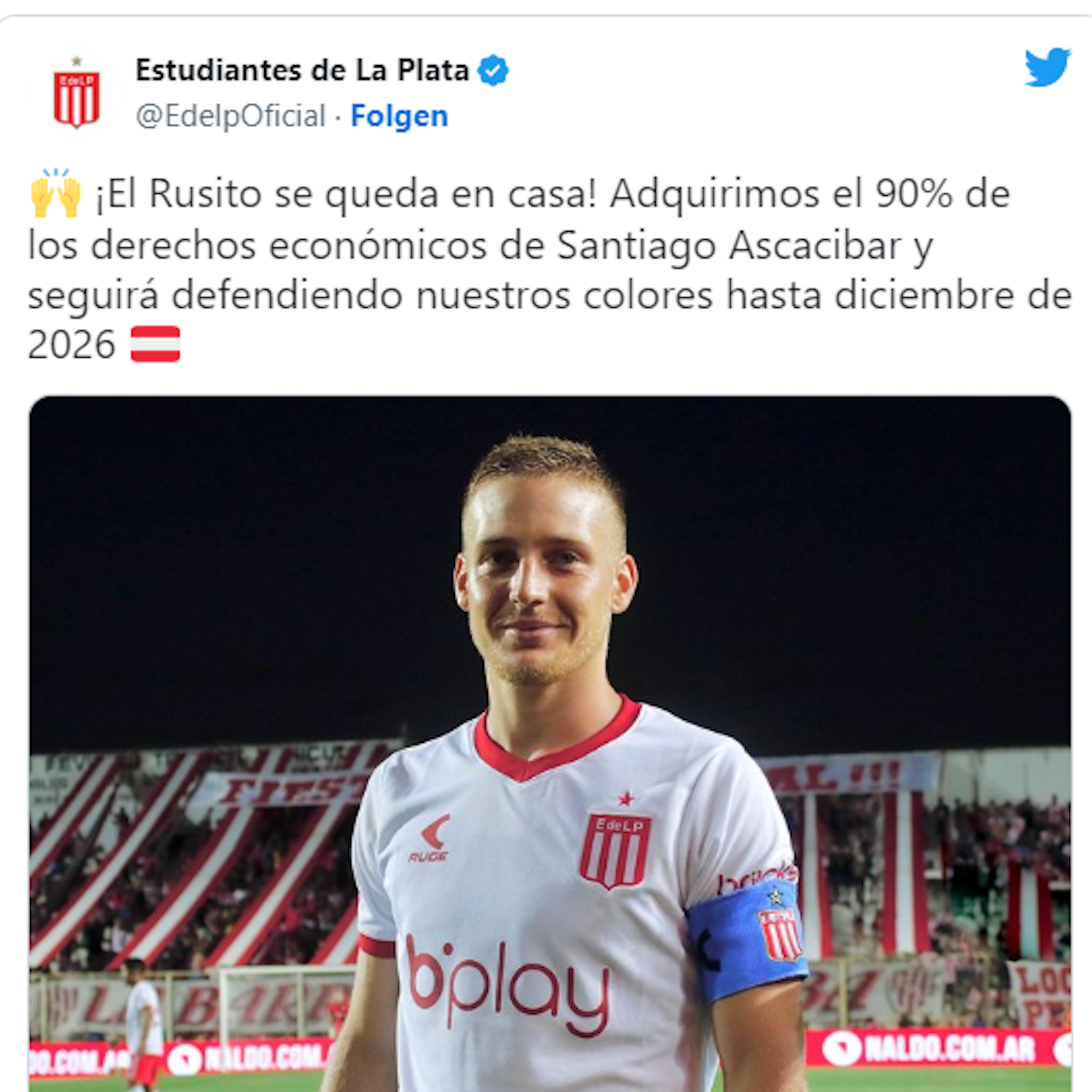 Der argentinische Klub Estudiantes verkündete via Twitter den Kauf Herthas Santiago Ascacibar.