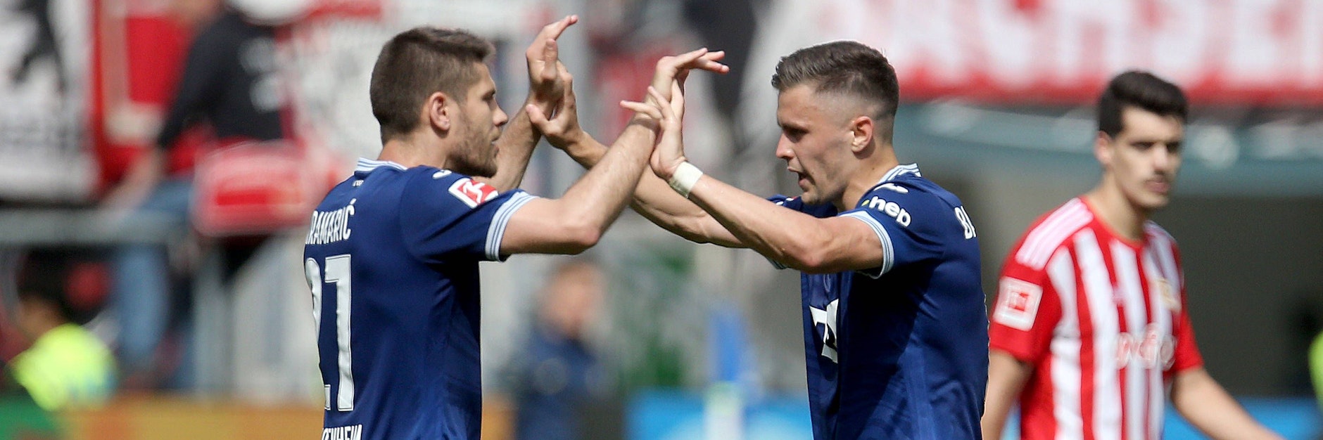 Hoffenheim jubelt, die Unioner - hier Unglücksrabe Diogo Leite -schauen bedröppelt aus der Wäsche.