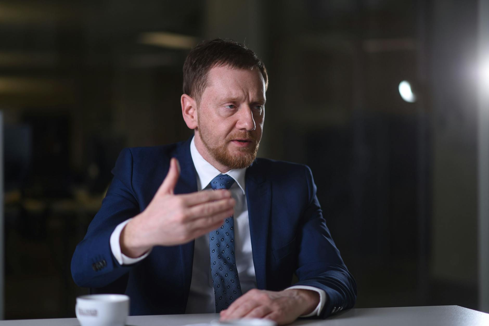 Michael Kretschmer beim Redaktionsbesuch der Berliner Zeitung im Februar 2023. 