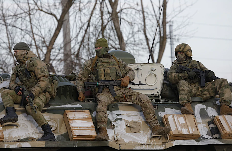 Russische Soldaten sichern nahe&nbsp;Belgorod die Grenze zur Ukraine.&nbsp;