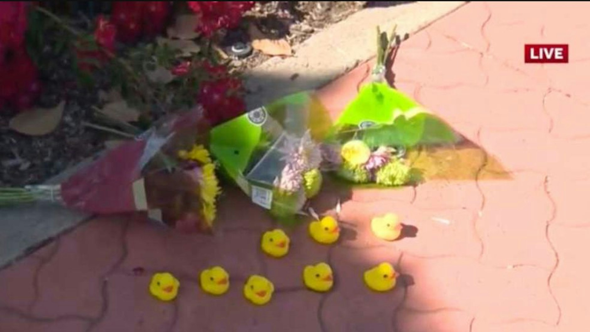 Trauer am Unfallort, Anwohner legten Blumen und Gummienten ab.