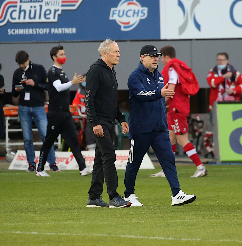 Viel erreicht, aber noch nicht alles! Christian Streich vom SC Freiburg und Urs Fischer vom 1. FC Union kämpfen im Saisonfinale um einen Platz in der Champions League.