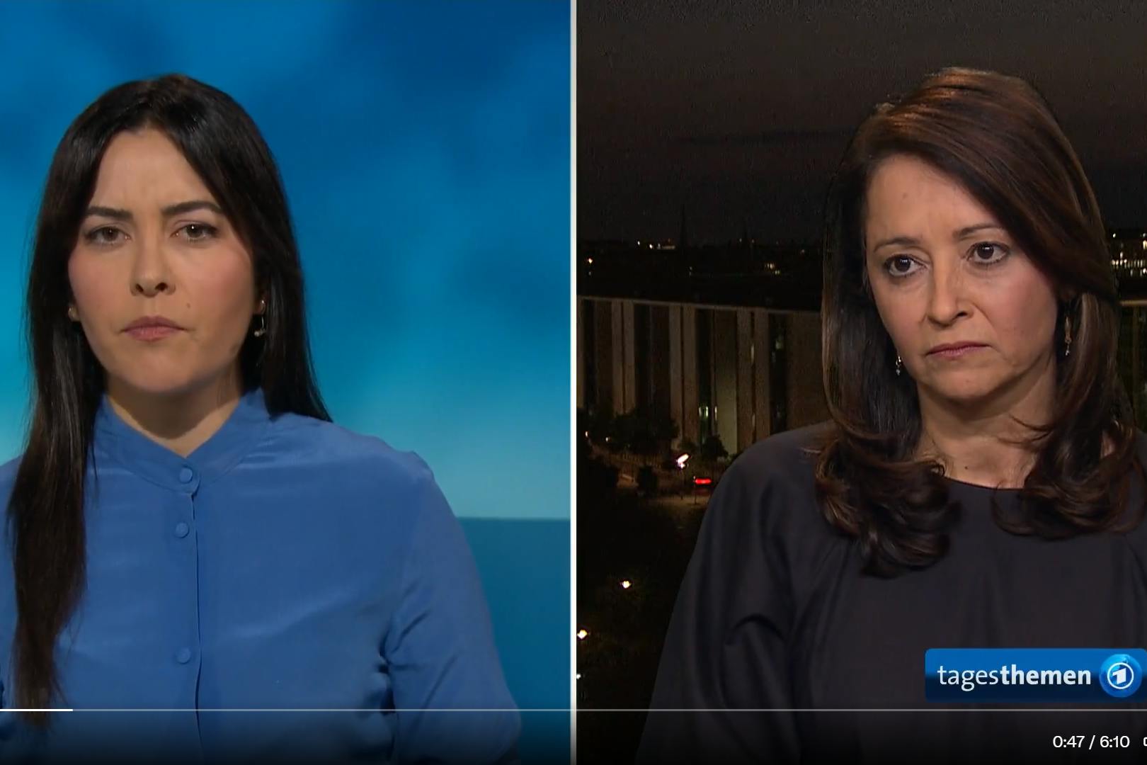 Justizsenatorin Felor Badenberg im Gespräch in den Tagesthemen