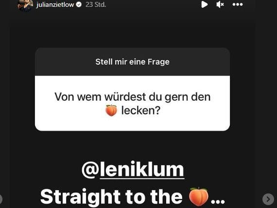 So antwortete Julian Zietlow in seiner Instagram-Story auf eine Fan-Frage.